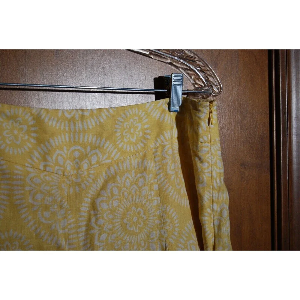 Ann Taylor Loft Yellow Floral Side Zip Skirt Size 10 Lined A-line